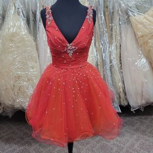 MORI LEE RED RIBBON HOMECOMING DRESS